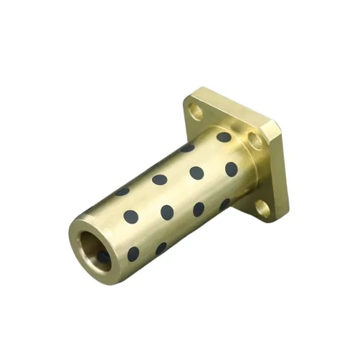 Miniatura 2 de 4pcsLMK12L 42 * 6/0.472 * 0.827 * 2.244 in Brida cuadrada Cobre Grafito Rodamiento lineal LMK12LUU Lubricante sólido Latón Bush Manga deslizante