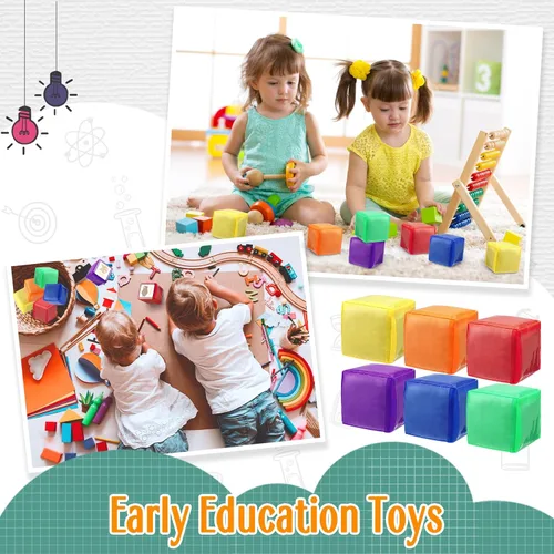 Miniatura 6 de 6 dados educativos de 3.15 pulgadas, cubos de bolsillo para enseñanza, dados grandes de espuma transparente para el aula de niños, cubo suave de 6
