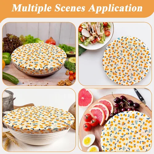Miniatura 6 de OHIYO Fundas reutilizables para tazón de cera de abejas (2 grandes), tela elástica de algodón para pan de masa madre, tapas de tazón reutilizables