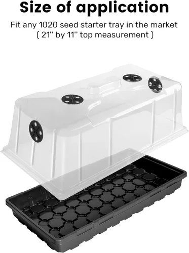 Miniatura 3 de MIXC Paquete de 10 cúpulas de humedad de 7" de altura de fuerza extra, cubiertas de bandejas de cultivo 1020, tapas con ventilación para clonación