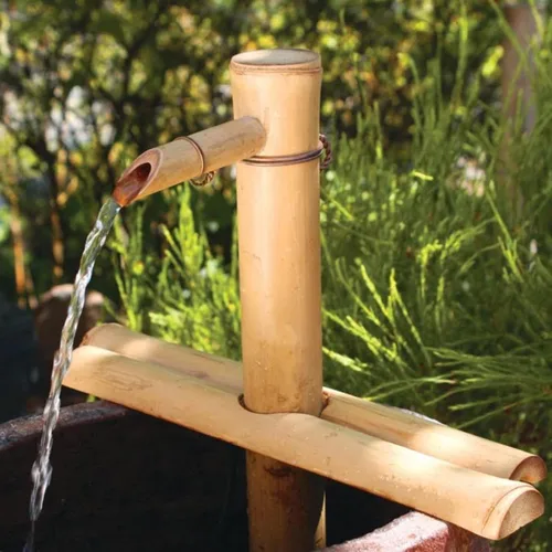 Bamboo Accents Kit de fuente de bambú ajustable de 12 pulgadas con bomba, función de agua de bambú para cuencos, lavabos, jardines acuáticos y