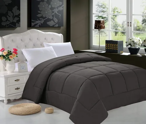 Miniatura 7 de Elegance Linen Edredón de relleno doble alternativo de plumón de ganso súper suave (relleno de edredón), tamaño matrimonial/queen, color negro