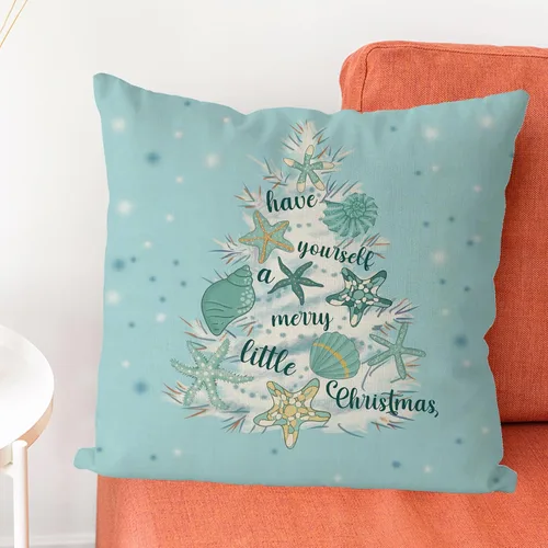Miniatura 2 de GAGEC Fundas de almohada de Navidad de 18x18 pulgadas con diseño de estrella de mar, fundas de almohada decorativas de estilo granja, fundas de 18.0