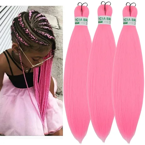 Miniatura 114 de Cabello estirado de fibra Kanekalon para trenzar con cabello humano, color oro rosado, 30 pulgadas