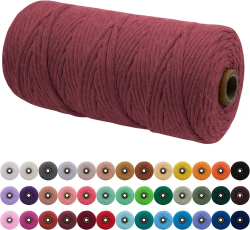 Miniatura 55 de JeogYong Cordón de macramé de un solo hilo 2mm x 164 yardas (492 pies) Cuerda de algodón suave, hilo de macramé 2 mm, suministros de macramé