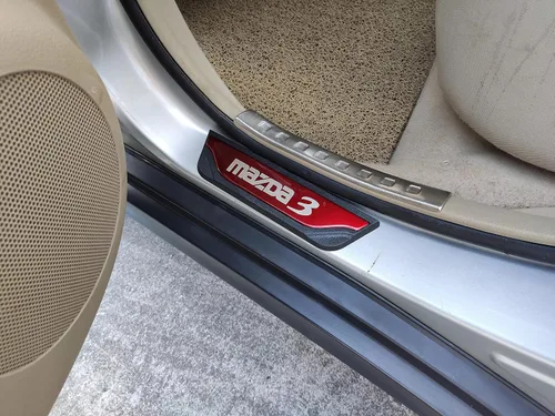 Miniatura 3 de Protector de rasguños para umbral de puerta de automóvil, para Mazda 3 2015-2022, piezas de accesorios, cubierta de placa protectora de entrada