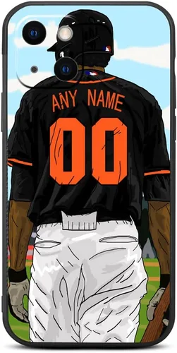 Miniatura 29 de Funda negra con nombre y número personalizable de camiseta de béisbol para iPhone 14 13 12 11 Xs Max XR 8 7 6 Plus 11 Pro mini, silicona