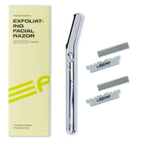 Miniatura 8 de Leaf Shave Leaf Dermaplaner, máquina de afeitar Dermaplane reutilizable de metal y herramienta exfoliante para mujeres, incluye clip de precisión