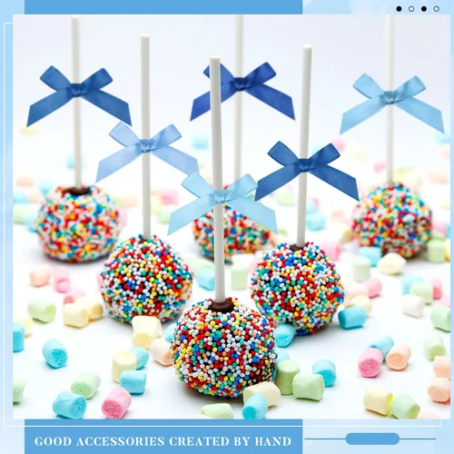 Miniatura 5 de Gejoy 100 lazos de lazo de satén de 2.6 pulgadas de la serie azul para envolver regalos, lazos de satén preatados, bolsas de manualidades