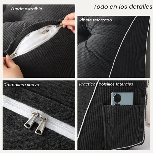Miniatura 4 de Sasttie - Almohada de cabecero completa, almohada de cuña para cabecero para sentarse en la cama, cojín triangular de apoyo para la espalda