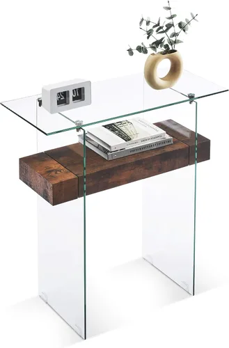 Miniatura 10 de ivinta Mesa consola de vidrio con almacenamiento, mesa de entrada moderna de 39.4 pulgadas para sala de estar, vestíbulo, pasillo, dormitorio 5101