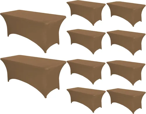 Miniatura 54 de PTC21B - Juego de 6 manteles elásticos de 6 pies, color negro, rectangular, ajustable, lavable, de elastano, para fiestas, bodas, cócteles
