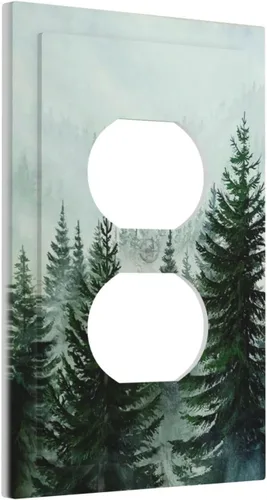 Miniatura 2 de Cubiertas de Tomacorrientes con Paisaje Brumoso de Pinos del Bosque Naturaleza 1 Gang Dúplex Placa Frontal de Receptáculo Eléctrico Cubierta
