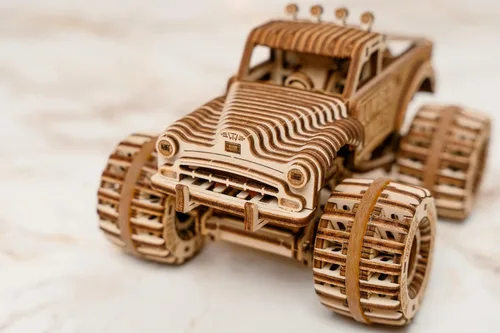 Miniatura 2 de Wood Trick Lumber Rumbler - Rompecabezas de madera 3D para adultos para construir – Paseos de hasta 12 pies – 5.5 x 4.3 pulgadas – Kit de camión