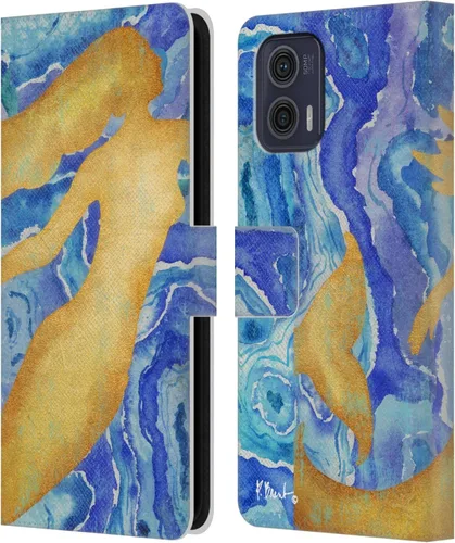 Head Case Designs Officially Licensed Paul Brent Agate Mermaid Coastal Leather Book Wallet Case Cover Compatible with Motorola Moto G73 5G