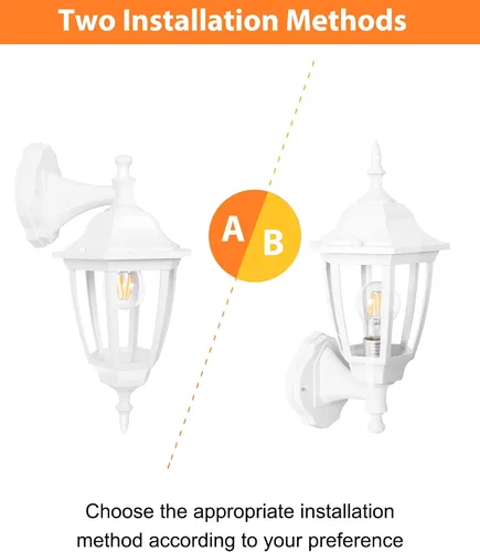 Miniatura 4 de FUDESY Farol de Pared para Exteriores, Aplique de Pared Impermeable para Exterior, Lámpara de Porche Delantero Blanca de Montaje en Pared para Negro