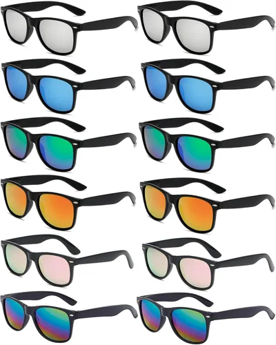 Miniatura 8 de Eyegla Paquete de 8/12/18 lentes de sol de neón a granel coloridos para fiesta, gafas retro para fiesta para adultos, hombres y mujeres
