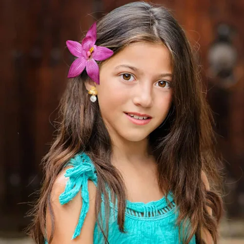 Miniatura 2 de Pinzas para el cabello de flores moradas aretes de perla accesorios de disfraces de Halloween disfraz de princesa accesorios de cosplay perlas