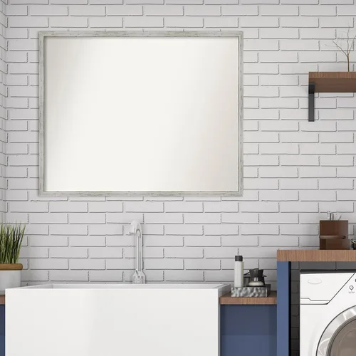 Miniatura 854 de Amanti Art Espejo de baño blanco para sobre el fregadero, 32 x 45 pulgadas, espejo de tocador rectangular blanco esbelto, marco de madera moderno