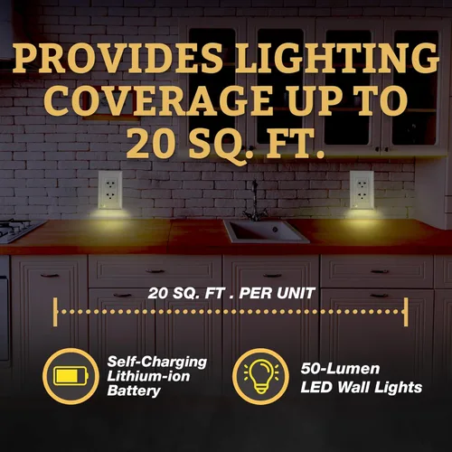 Miniatura 5 de Placa de cubierta de enchufe iluminada, luz nocturna LED opcional, cubierta de enchufe de pared y alumbrado de respaldo para falla de energía