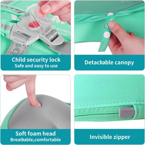 Miniatura 4 de Mambobaby Flotador con cola y toldo no inflable para bebé, flotador Mambo Flotador inteligente de natación para bebé, flotador de piscina para niños
