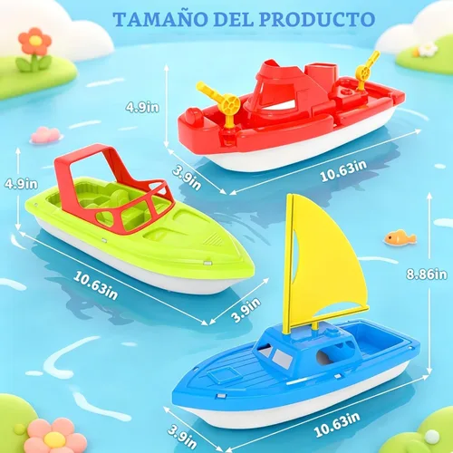 Miniatura 5 de Flota de botes de juguete para niños pequeños, botes acuáticos flotantes para piscina, baño y playa, juego de botes coloridos para niños de 3 a 5