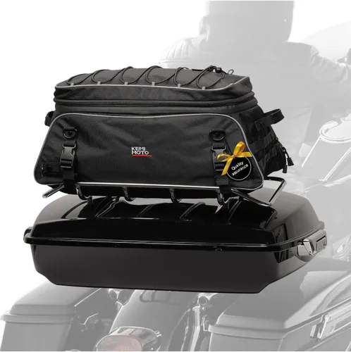 KEMIMOTO Bolsa de Portaequipajes de Viaje para Motocicleta Expandible 20-25L Bolsa de Maletero Suave Plegable con Correas de Barra Compatible con