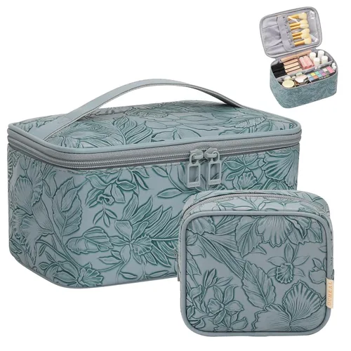Miniatura 25 de OCHEAL Makeup Bag,Travel Makeup Organizer Bag, Cute Cosmetic Bags for Women Girls Travel Toiletry Bag Traveling With Brush Slot And Divider-Floral