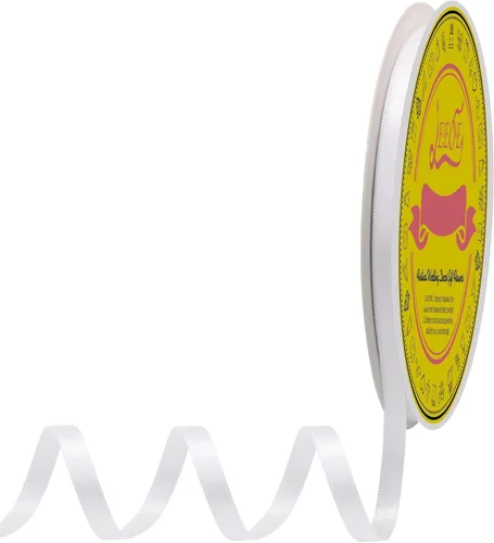 Miniatura 323 de Cinta de satén blanca antigua de doble cara de 1-1/2 pulgadas x 50 yardas, cinta de poliéster para envolver regalos, día de San Valentín, bodas
