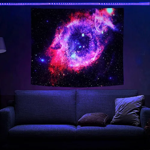 Miniatura 11 de PSYHILAR Blacklight Tapestry - Póster para colgar en la pared, diseño de galaxia, nebulosa, estrellas, galaxia, nebulosa, universo neón, reactivo a