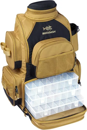 Miniatura 14 de Bassdash - Mochila para artículos de pesca, resistente al agua, táctica, con caja para aparejos suave, soporte para caña de pescar y cubierta