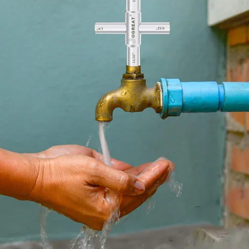 Miniatura 7 de JUGREAT Llave de agua Sillcock de 4 vías, llave de acero multifunción para grifo, espigas, válvulas (paquete de 1)