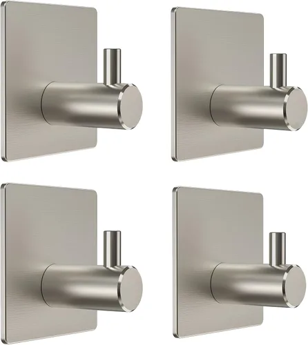 Miniatura 15 de Ganchos autoadhesivos para toallas de baño de níquel cepillado para montar en la puerta de baño, tiras fuertes de acero inoxidable SUS304