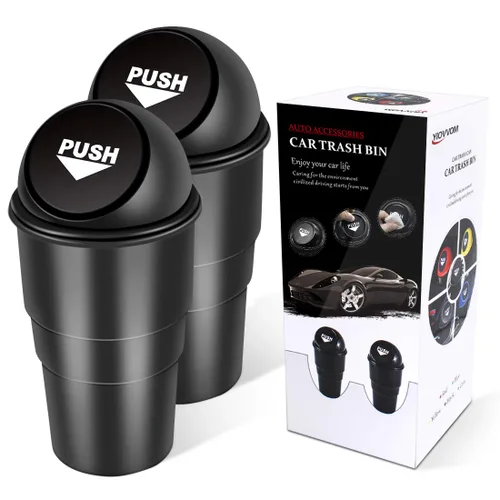 Bote de basura para automóvil con tapa, a prueba de fugas, contenedor de basura pequeño para automóvil, oficina, hogar, cocina, dormitorio, juego de