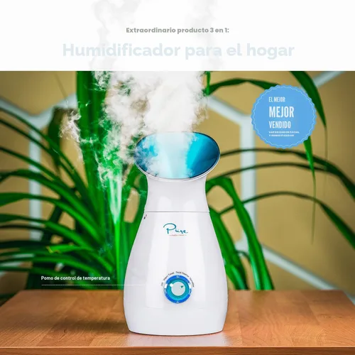 Miniatura 7 de Pure Daily Care NanoSteamer Grande 3 en 1 Vaporizador Facial Nano Iónico con Control Preciso de Temperatura - Humidificador - Desobstruye los Poros