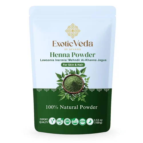 Henna en polvo de 3.53 oz – Henna natural 100% pura para tinte para el cabello y polvo Mehndi, triple tamizado, sin productos químicos, coloración