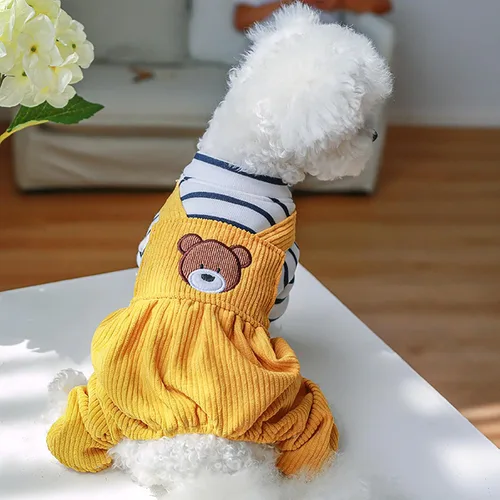 Miniatura 31 de Ropa de invierno para perros, camisas a cuadros para mascotas, elegante mono con babero para perros pequeños, lindos dibujos animados, monos