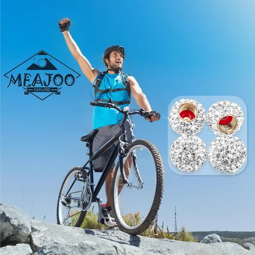 Miniatura 4 de 4 piezas de tapones de válvula de neumático con cristal brillante y diamante, tapones de rueda de coche con diamantes de imitación brillantes