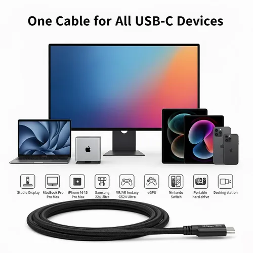 Miniatura 6 de Cable de enlace USB 4.0 a USB C (16.5 pies), cable USB C de carga rápida de 20 Gbps 100 W, pantalla HD de 8K, compatible con Oculus/Meta Quest