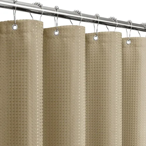 Miniatura 41 de Gibelle Cortina de Ducha Pequeña para Cabina 36 x 72 pulgadas, Cortina de Ducha de Tela Texturizada de Tejido Gofre Medio Estrecho para Baño, Beige