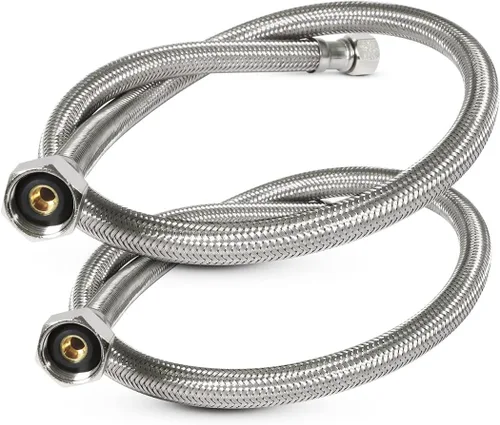 Miniatura 12 de Conector de manguera de grifo Highcraft de 12 pulgadas de longitud, línea de suministro flexible trenzada de acero inoxidable de 1/2" IPS X 3/8