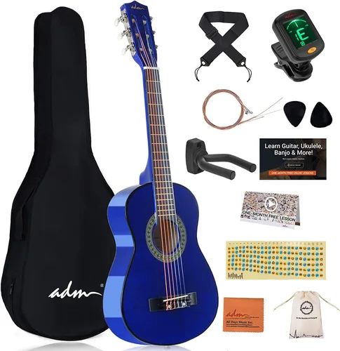 Miniatura 14 de ADM - Guitarra acústica para principiantes, 30 pulgadas, cuerdas de nailon, guitarra de madera para niños y estudiantes, lecciones en línea
