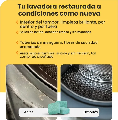 Miniatura 8 de Pastillas limpiadoras de lavadora - Paquete de 24 para un suministro de 12 meses. Formulado para dueños de mascotas. Compatible con HE, carga