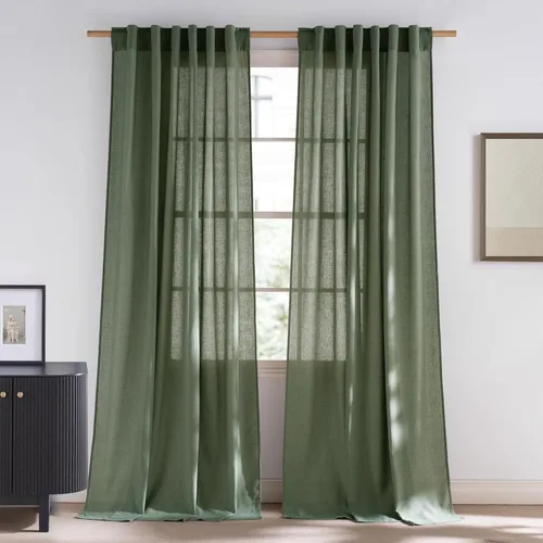 Miniatura 50 de NICETOWN Cortinas de lino grueso para dormitorio, privacidad añadida, bolsillo para barra y pestaña trasera, no se transparentan, mezcla de lino