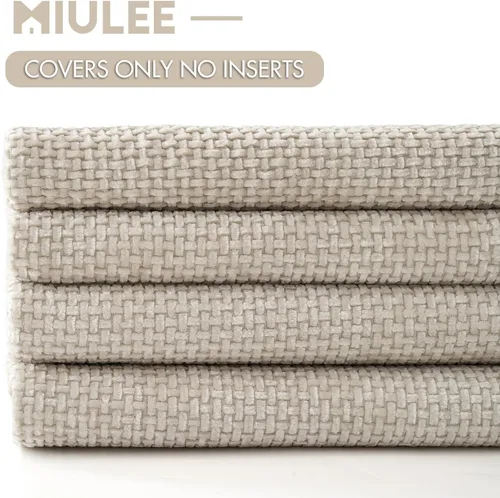 Miniatura 5 de MIULEE Paquete de 4 fundas de almohada para sofá, 16 x 16 pulgadas, fundas de almohada decorativas de felpilla suave color crema, fundas de cojín