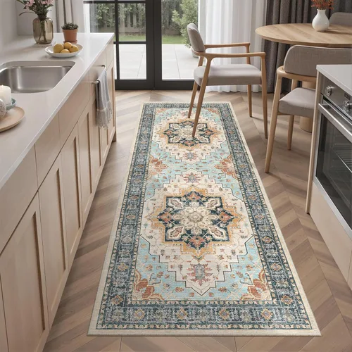 Miniatura 345 de Madane Tapete lavable de 2 x 10 pies para pasillo, cocina, recibidor, clásico, suave, antideslizante para interiores, casa de campo, baño, sala