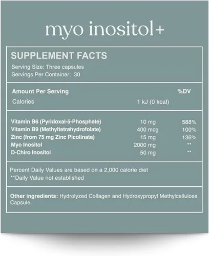 Miniatura 2 de MYOINOSITOL+ Mio-inositol y D-Chiro Inositol (proporción 40:1) + metilfolato, vitamina B6 y zinc Apoya el equilibrio hormonal, la salud