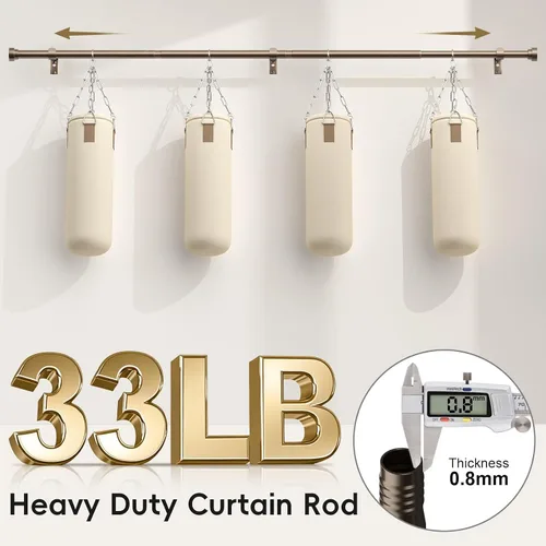 Miniatura 3 de Barras de cortina de bronce para ventanas de 30 a 42 pulgadas (2.5-3.5 pies), barras de cortina resistentes de 1 pulgada de diámetro, barra