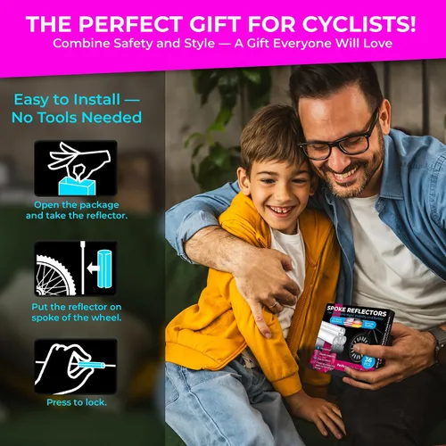 Miniatura 8 de LOOM® Juego de reflectores de radios para bicicleta, 36 piezas, clips reflectantes de alta calidad de 3.1 in para bicicletas, fundas de radios