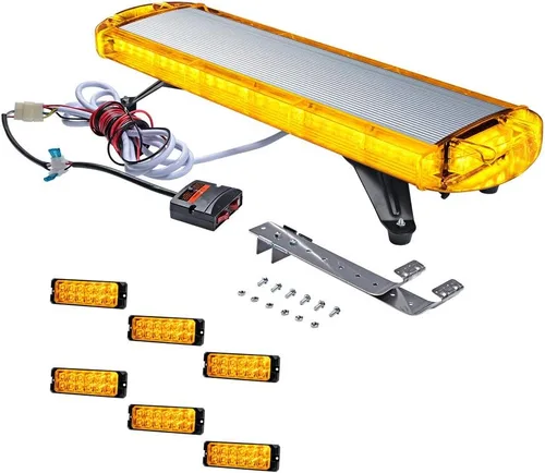 Corp Set ámbar de advertencia de emergencia peligro de seguridad, 1 unidad de 30 pulgadas 56 LED estroboscópica barra de luz superior y 6 piezas 12